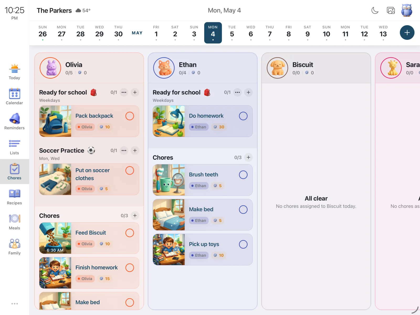Sense chores screen redesigned around routines