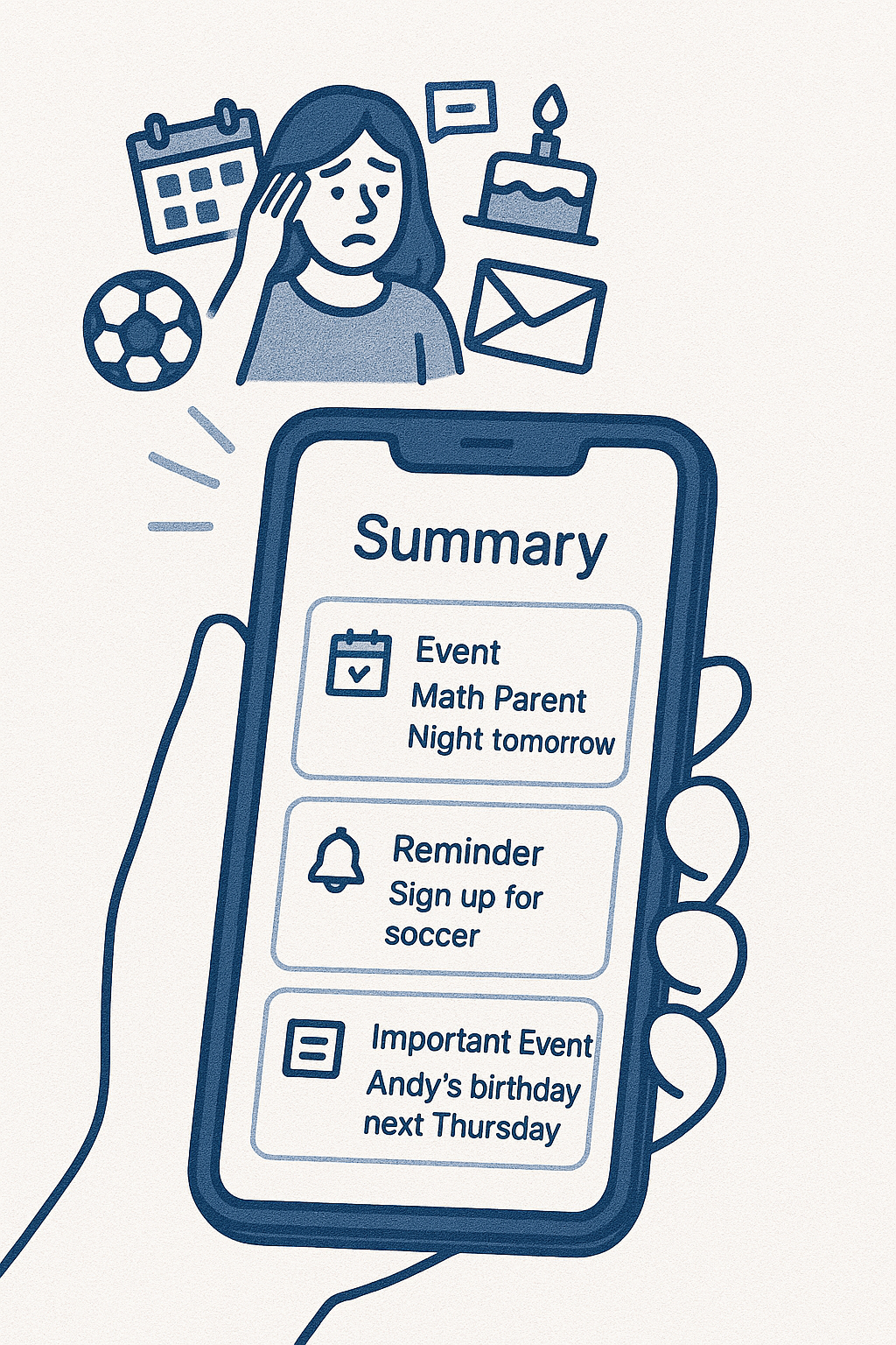 Family using Sense app to organize school events