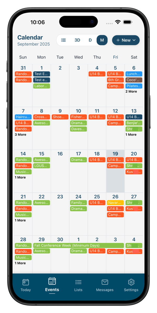 Sense family organizer app calendar view
