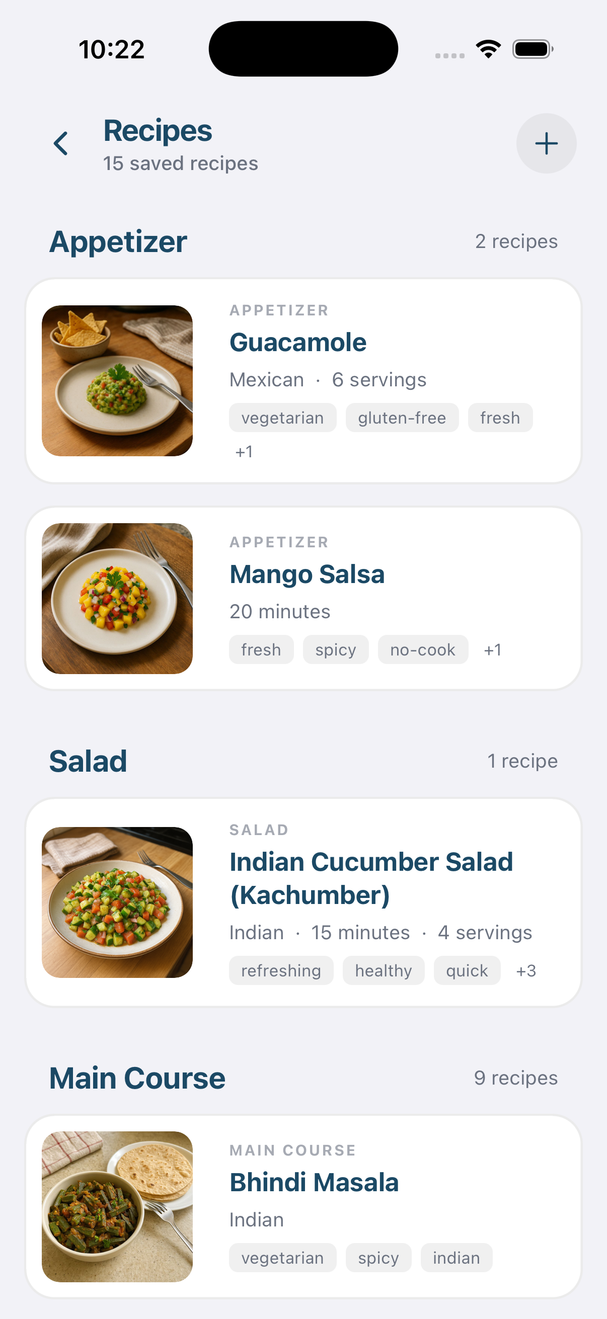 Sense recipes - Plan dinner in seconds